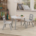 KIDKRAFT ROUND STORAGE TABLE & 2 CHAIRS SET - WHITE/GREY (26166)