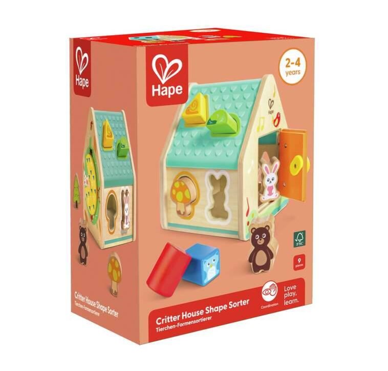 HAPE EARLY EXPLORER WOODEN CRITTER HOUSE SHAPE SORTER