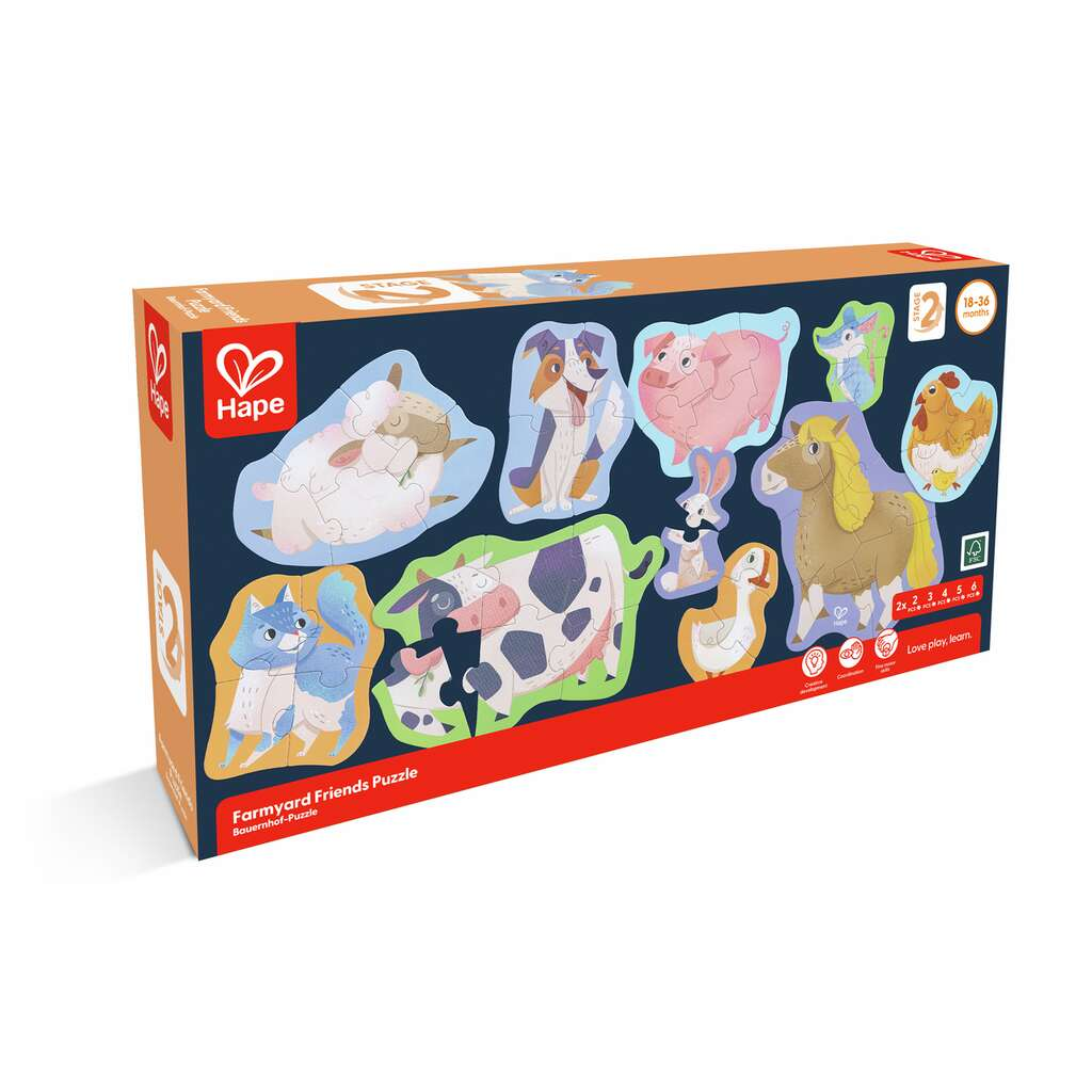 HAPE HAPPY PUZZLES WOODEN FARM FRIENDS ANIMALS