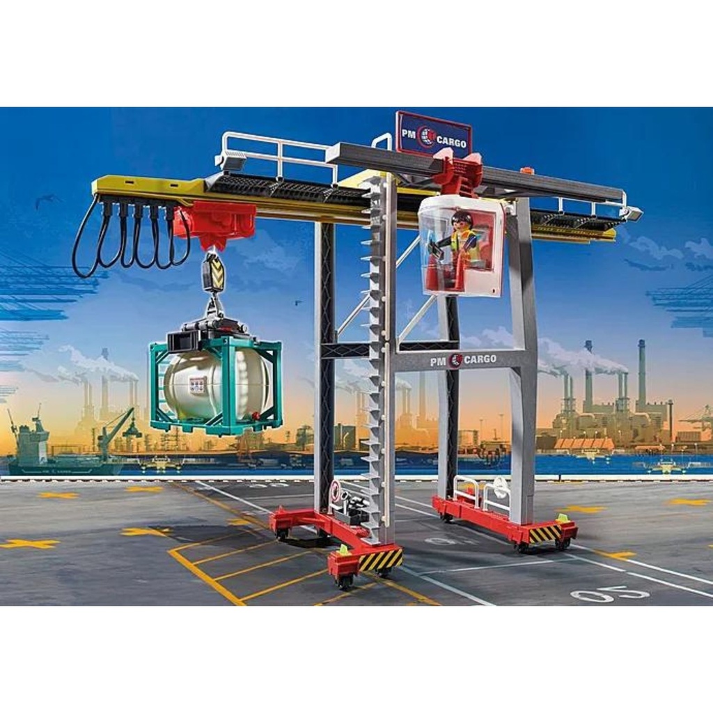 PLAYMOBIL CITY ACTION - ELECTRIC CARGO CRANE WITH CONTAINER 