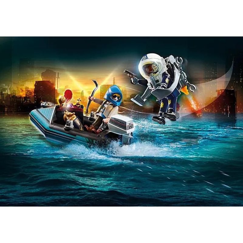 PLAYMOBIL CITY ACTION - POLICE JET PACK WITH BOAT