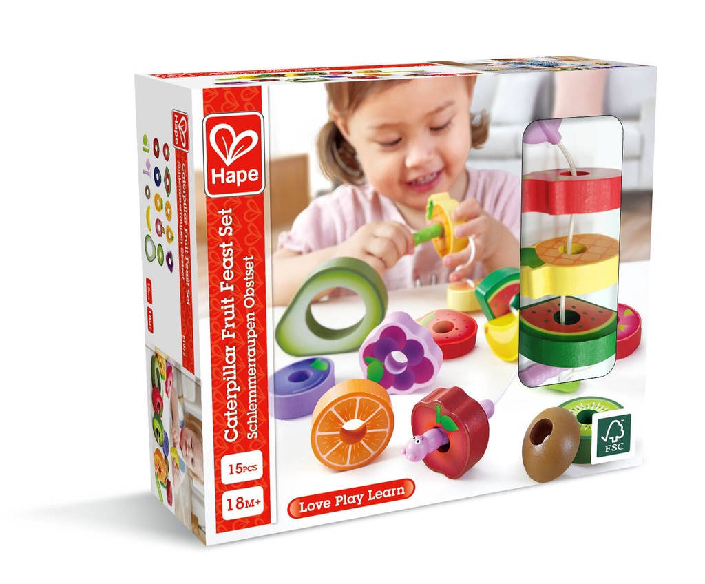 HAPE EARLY EXPLORER WOODEN CATERPILLAR FRUIT FEAST SET