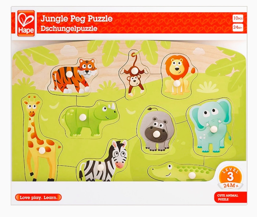 HAPE HAPPY PUZZLES ΞΥΛ.ΠΑΖΛ ΑΓΡΙΑ ΖΩΑ JUNGLE PEG