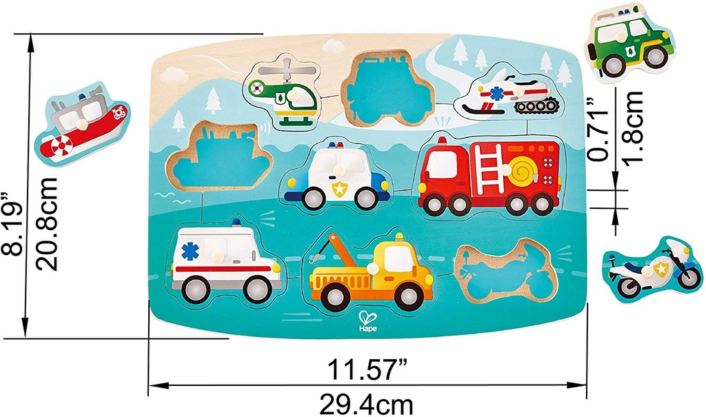 HAPE HAPPY PUZZLES ΞΥΛ.ΠΑΖΛ ΟΧΗΜΑΤΑ EMERGENCY PEG