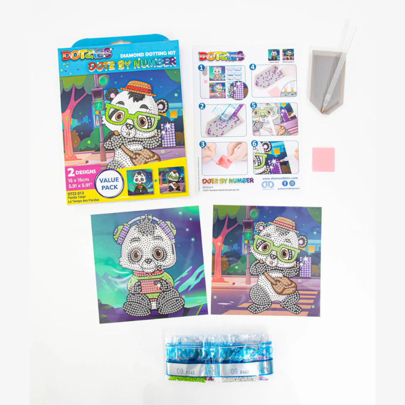 DIAMOND DOTZ DOTZIES BY NUMBER PANDA TIME