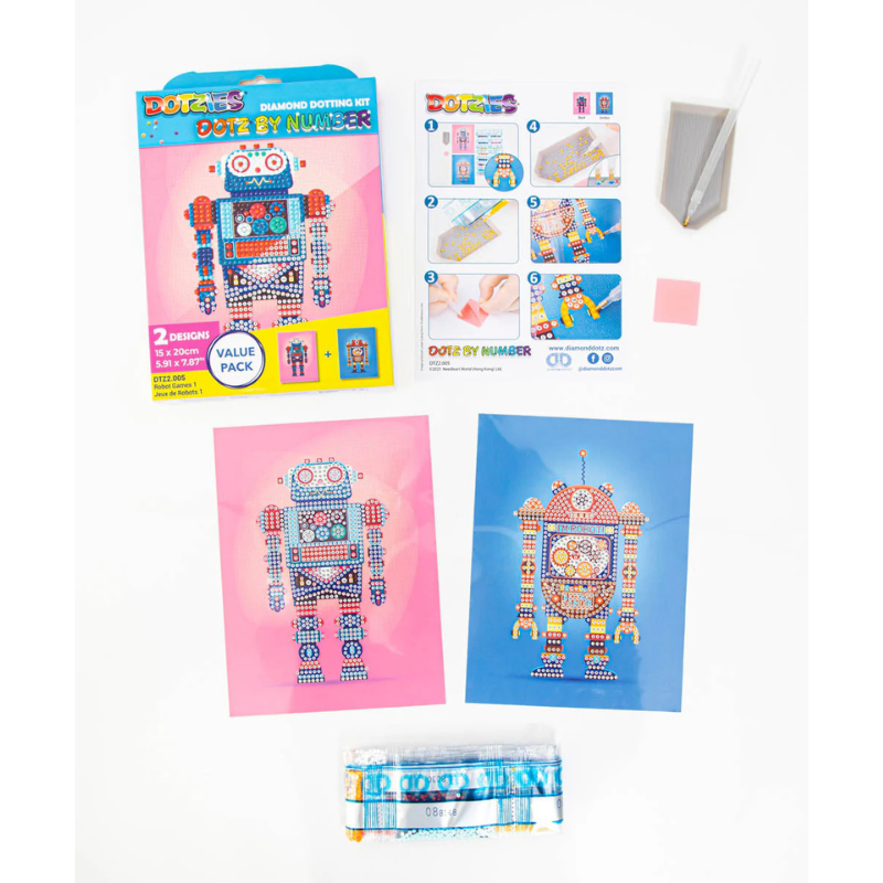 DIAMOND DOTZ DOTZIES BY NUMBER ROBOT GAMES 1