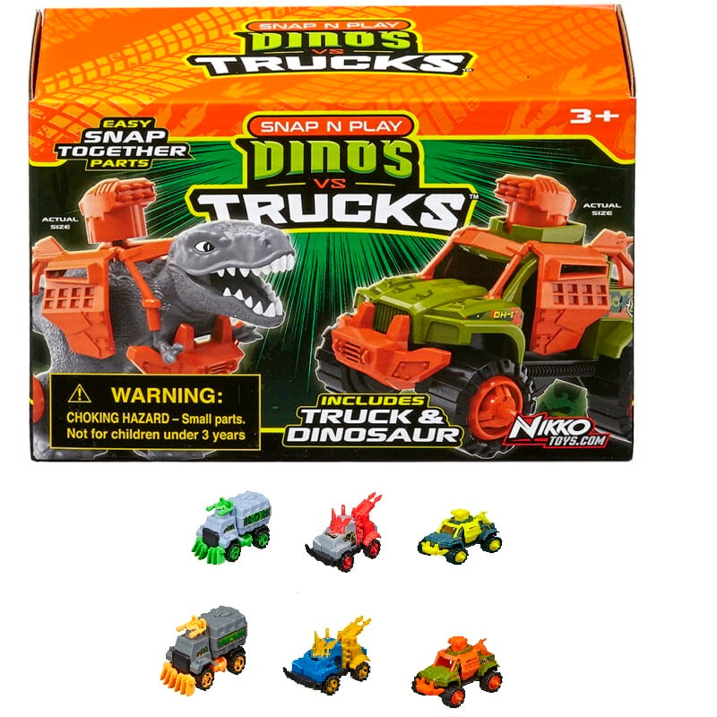 SNAP N PLAY DINOS VS. TRUCKS - 6 ASS