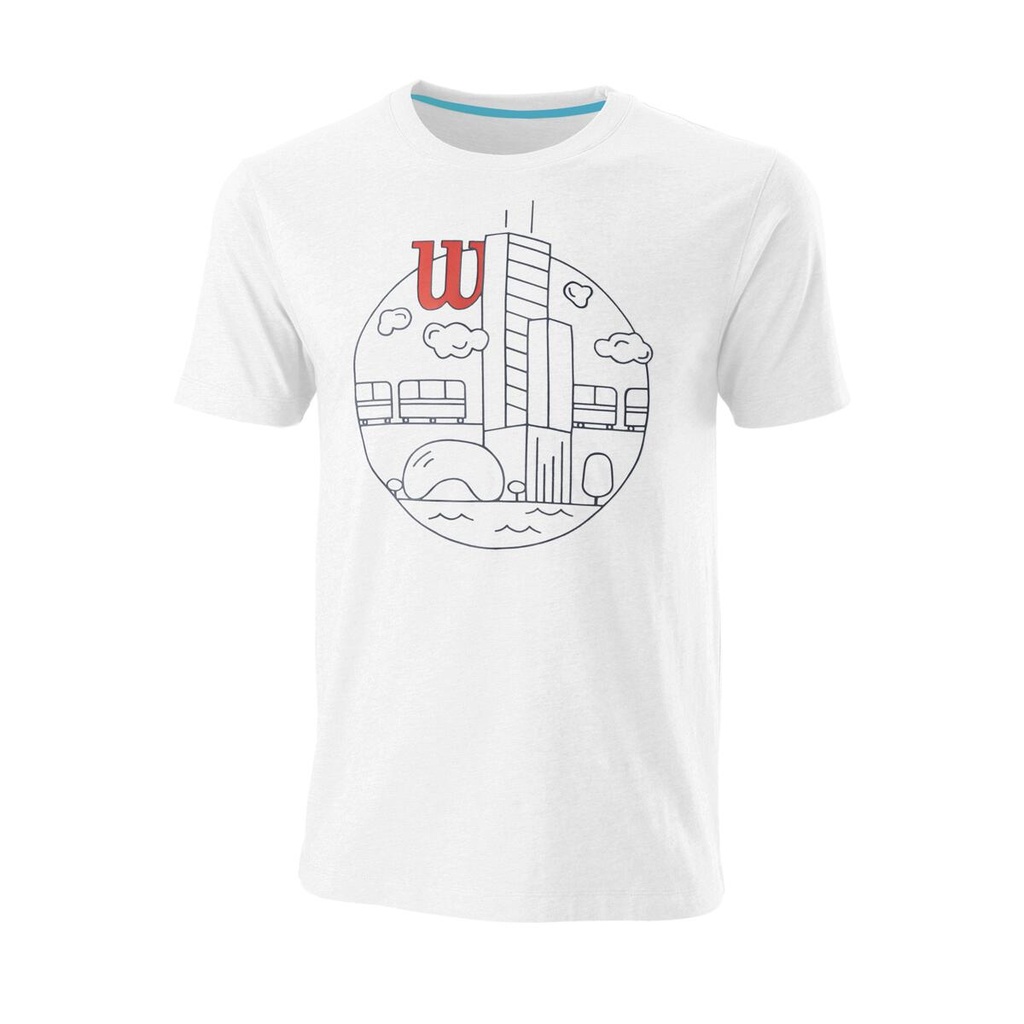 M CHI SKYLINE CTN TEE-SLIMFIT WH