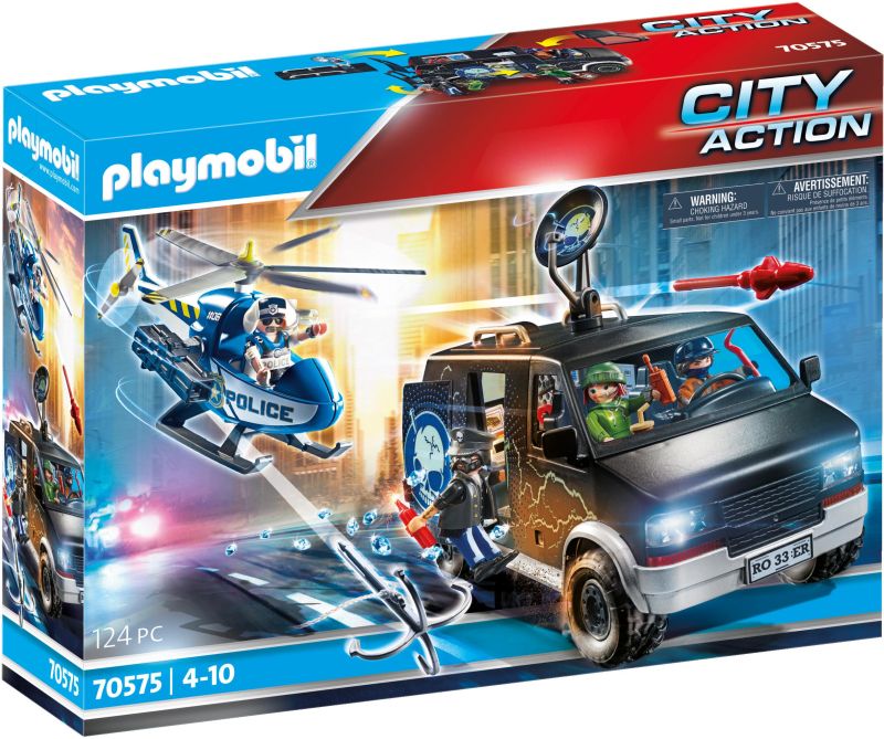 PLAYMOBIL CITY ACTION - POLICE HELICOPTER PURSUIT WITH RUNAWAY VAN
