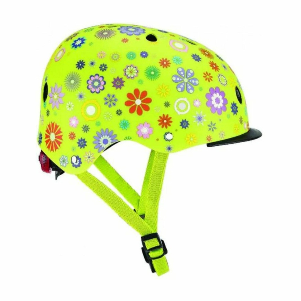 GLOBBER ΚΡΑΝΟΣ ELITE LIGHTS XS/S(48-53cm)LIME GREEN FLOWERS