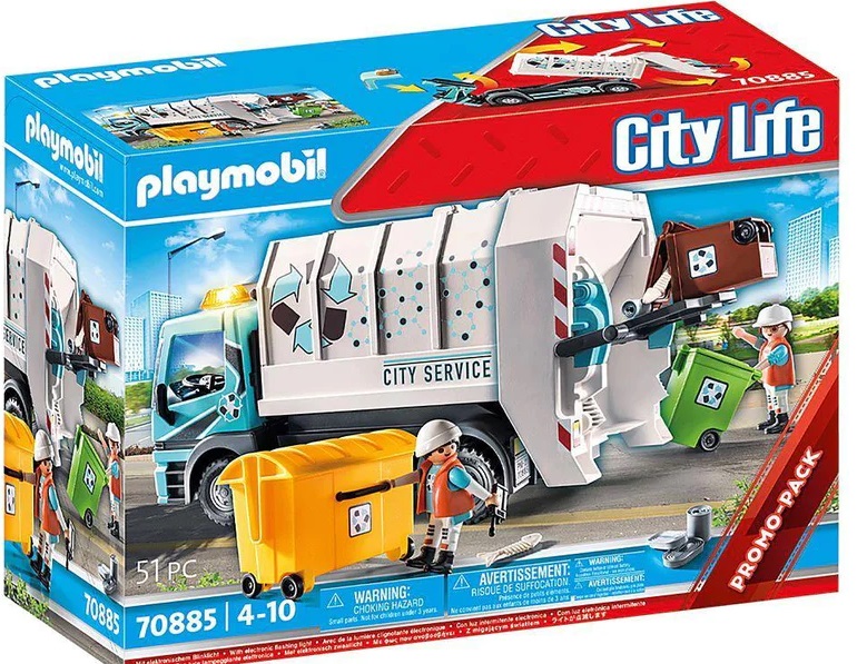PLAYMOBIL CITY LIFE - RECYCLING TRUCK WITH FLASHING LIGHT