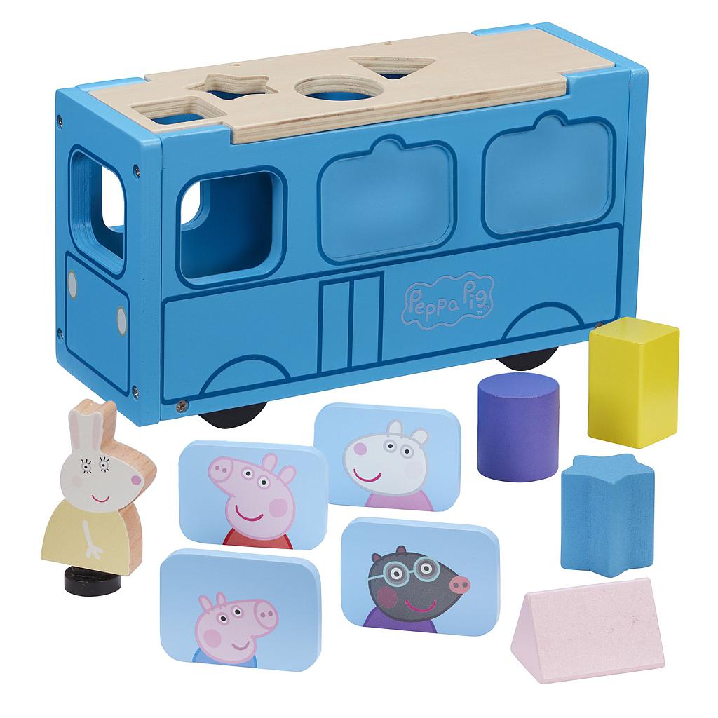 PEPPA PIG ΞΥΛΙΝΟ ΣΧΟΛΙΚΟ ΛΕΩΦΟΡΕΙΟ ΜΕ ΣΧΗΜΑΤΑ