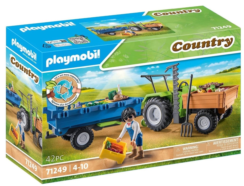 PLAYMOBIL COUNTRY - HARVESTER TRACTOR WITH TRAILER