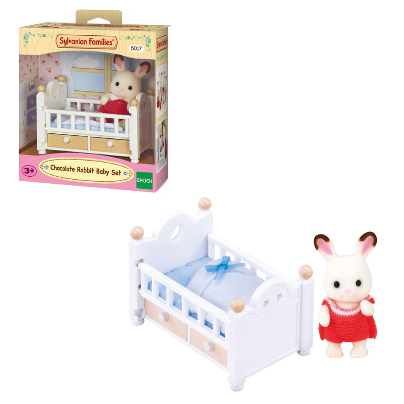 SYLVANIAN CHOCOLATE RABBIT BABY SET (BABY BED)