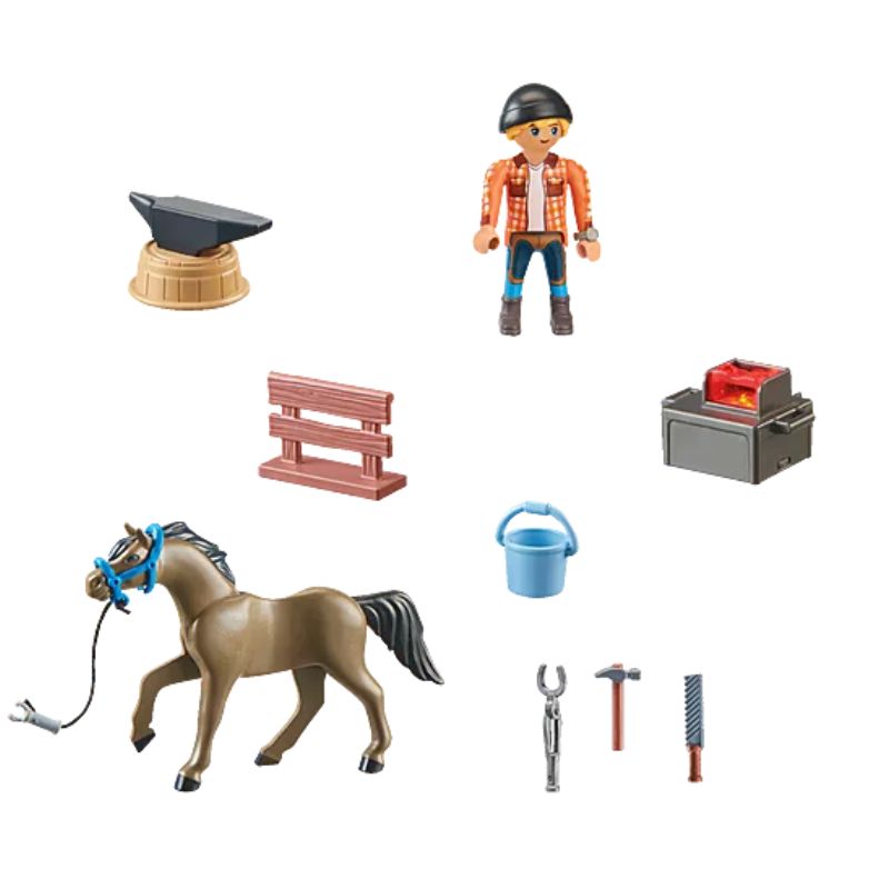 PLAYMOBIL HORSES OF WATERFALL - FARRIER BEN AND ACHILLES