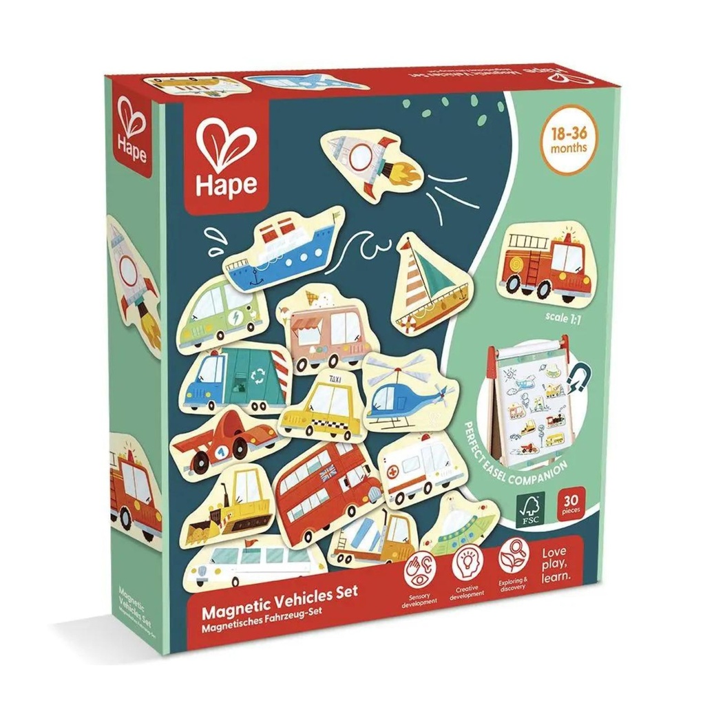 HAPE EARLY EXPLORER WOODEN MAGNETIC VEHICLES SET