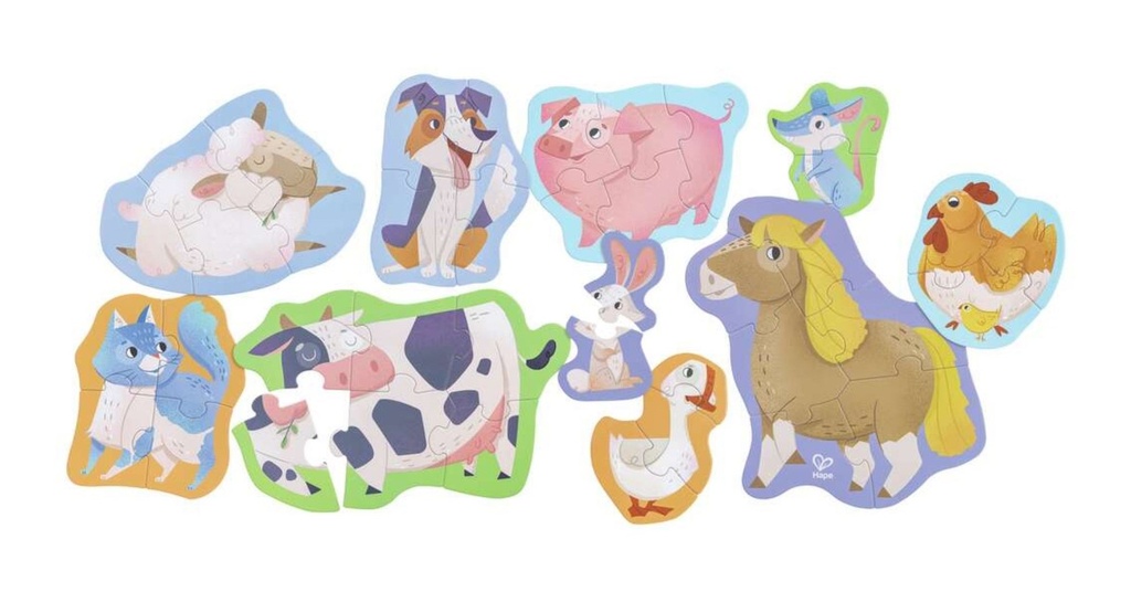 HAPE HAPPY PUZZLES WOODEN FARM FRIENDS ANIMALS