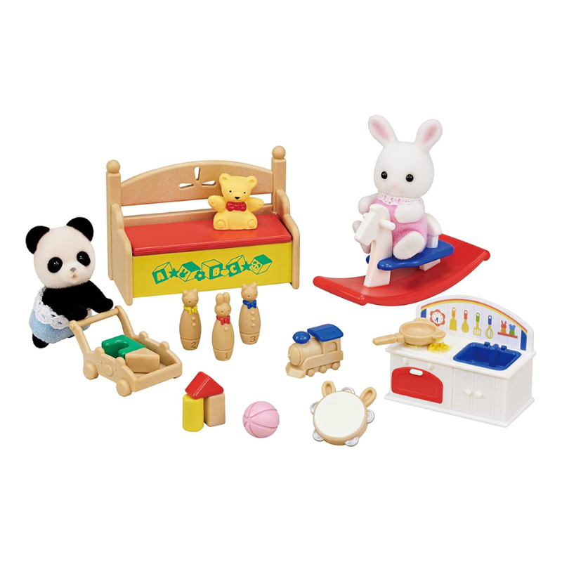 SYLVANIAN BABY'S TOY BOX -SNOW  TOY SNOW RABBIT & PANDA BABIES