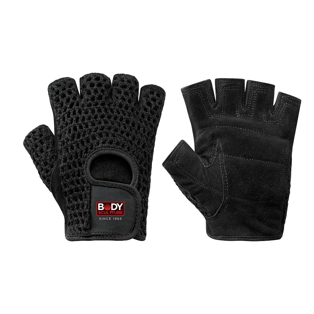 FITNESS GLOVES MSH COTTON/LEATHER:BLACK 