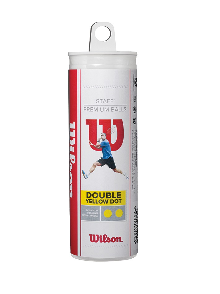 STAFF SQUASH 3 BALL TUBE DB YEL DOT