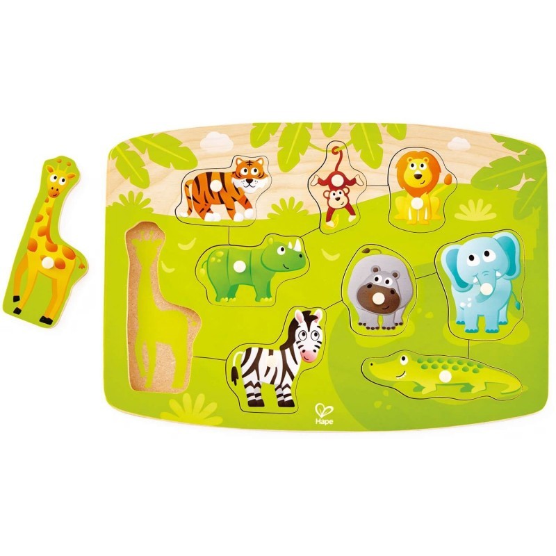HAPE HAPPY PUZZLES ΞΥΛ.ΠΑΖΛ ΑΓΡΙΑ ΖΩΑ JUNGLE PEG