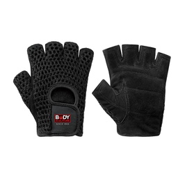 [SOBW83NXLB] FITNESS GLOVES MSH COTTON/LEATHER:BLACK 