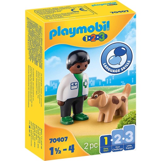 [PM70407] PLAYMOBIL 1.2.3 - VET WITH DOG
