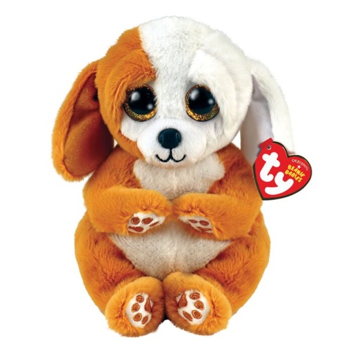 [AS1607-40699] PLUSH BEANIE BELLIES DOG BROWN WHITE 15CM