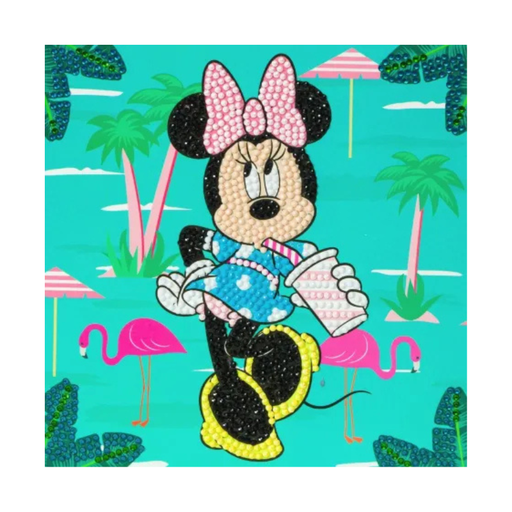 [CSCCK-DNY807] MINNIE ON HOLIDAY, 18X18CM CRYSTAL ART CARD